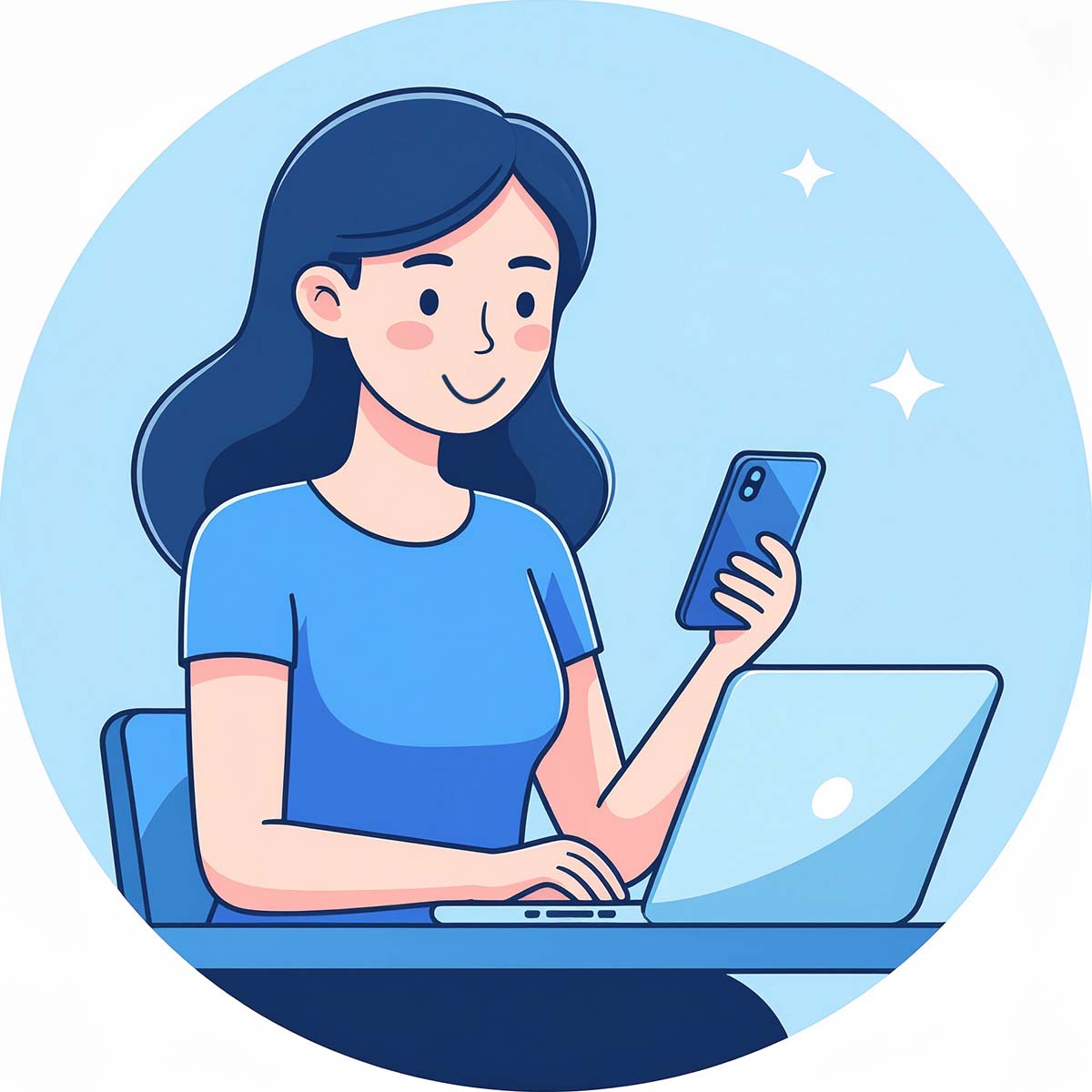 A happy person completing the online advanced first aid course training on a laptop and a smartphone